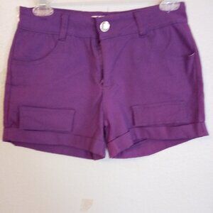 True Rock Purple Women"s Low Rise  Cuffed Leg Shorts  Size Junior 13-14
